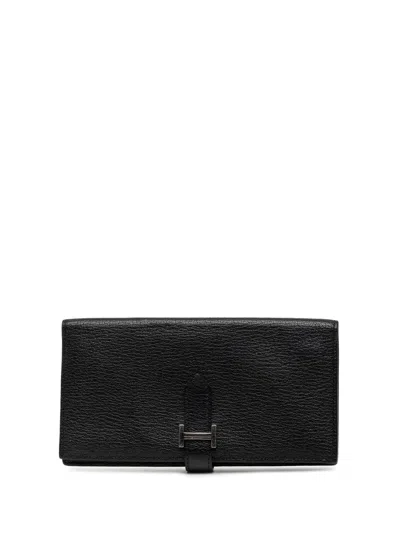 Pre-owned Hermes 2012 Chevre Mysore Bearn Soufflet Wallet Long Wallets In Black