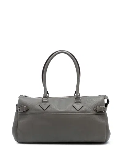 Pre-owned Hermes 2012 Clemence Atlas 42 Handbag In Gray