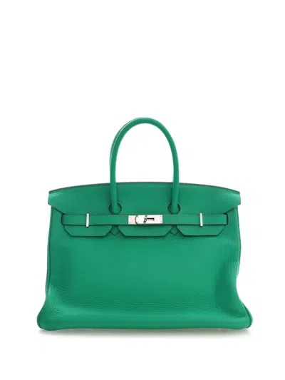 Pre-owned Hermes 2012 Clemence Birkin Retourne 35 Handbag In Green