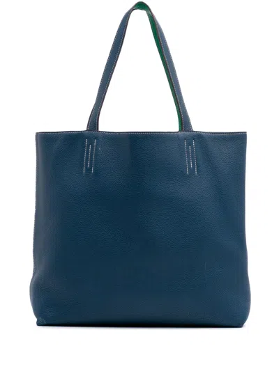 Pre-owned Hermes 2012 Clemence Double Sens 36 Tote Bag In Blue