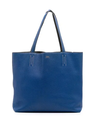 Pre-owned Hermes 2012 Clemence Double Sens 36 Tote Bag In Gray