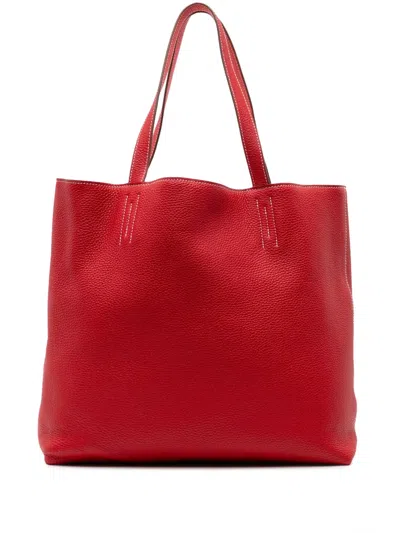 Pre-owned Hermes 2012 Clemence Double Sens 36 Tote Bag In Red