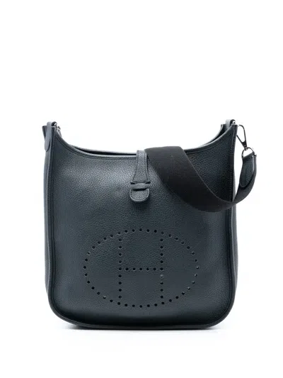 Pre-owned Hermes 2012 Clemence Evelyne Iii 29 Crossbody Bag In Blue