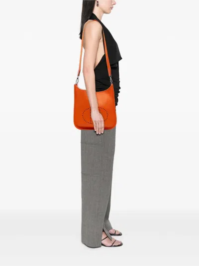 Pre-owned Hermes 2012 Clemence Evelyne Iii Pm Crossbody Bag In Orange