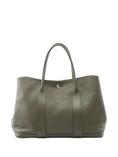 Pre-owned Hermes 2012 Clemence Garden Party 36 Tote Bag In Green