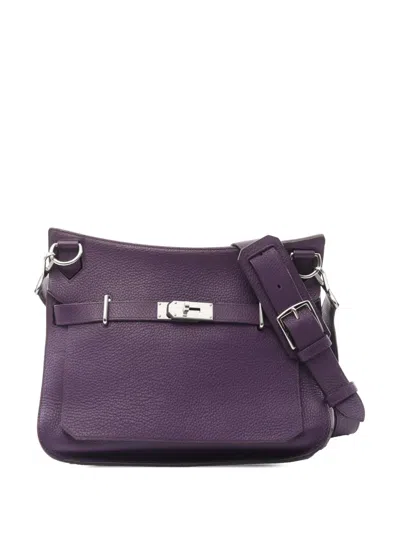 Pre-owned Hermes 2012 Clemence Jypsiere 34 Crossbody Bag In Purple