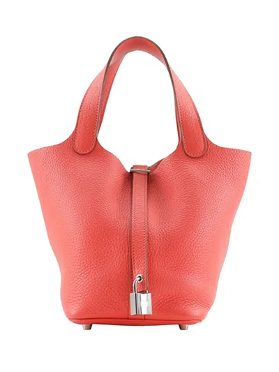 Pre-owned Hermes 2012 Clemence Picotin Lock 18 Handbag In Red