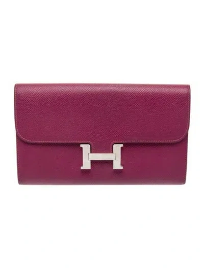 Pre-owned Hermes 2012 Constance Long Wallet In Pink