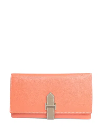 Pre-owned Hermes 2012 Epsom Bearn Tri-fold Wallet In Orange