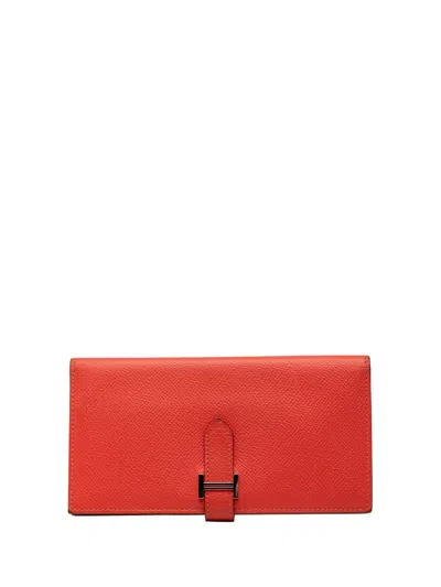 Pre-owned Hermes 2012 Epsom Bearn Wallet Long Wallets In Red