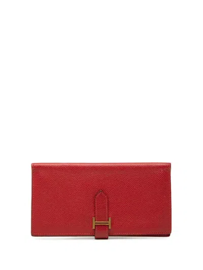 Pre-owned Hermes 2012 Epsom Bearn Wallet Long Wallets In Red