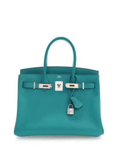 Pre-owned Hermes 2012 Epsom Birkin Retourne 30 Handbag In Blue