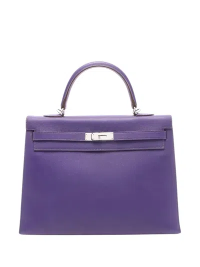 Pre-owned Hermes 2012 Epsom Kelly Ii Sellier 35 Satchel In Purple