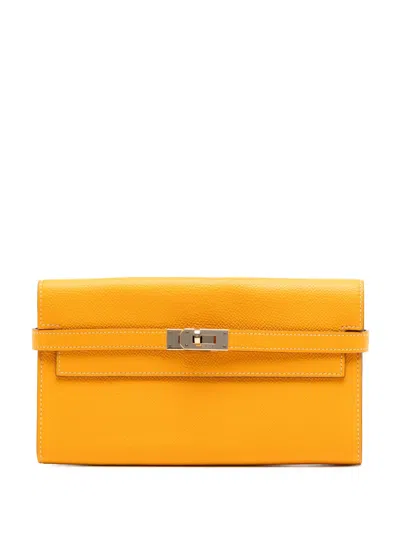 Pre-owned Hermes 2012 Epsom Kelly Longue Wallet Long Wallets In Yellow