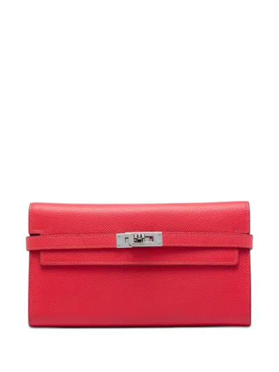 Pre-owned Hermes 2012 Epsom Mysore Kelly Longue Wallet Long Wallets In Red