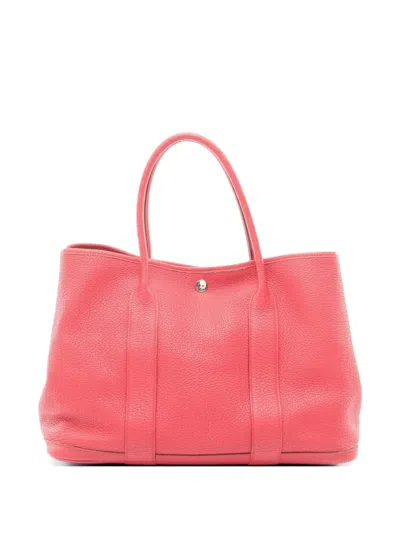 Pre-owned Hermes 2012 Garden Party Leather Tote Bag In Pink