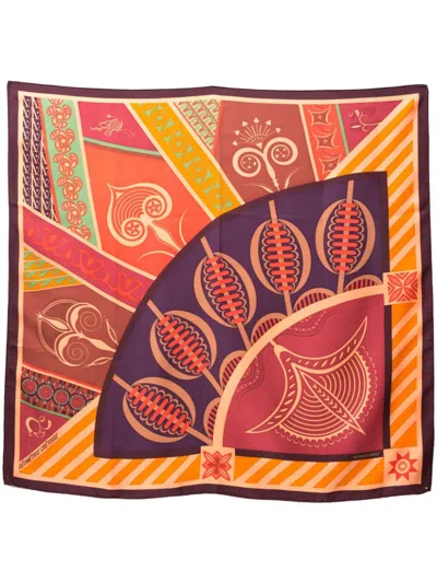 Pre-owned Hermes 2012 Géometrie Crétoise Scarf In Orange