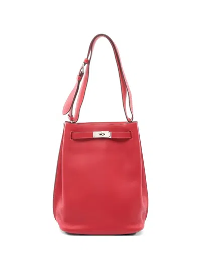 Pre-owned Hermes 2012 Kelly 26 Clemence Leather Shoulder Bag In Red