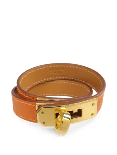 Pre-owned Hermes 2012 Kelly Double Tour Bracelet In Gold