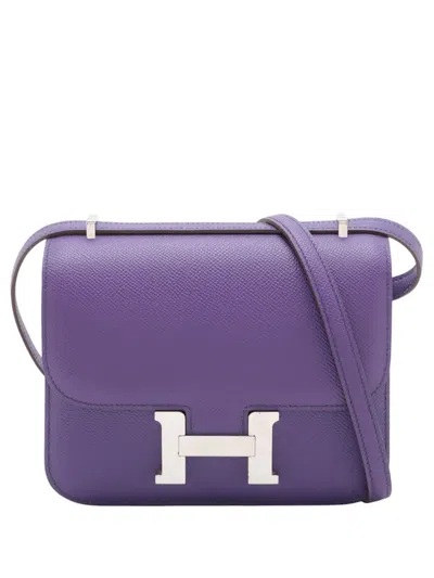 Pre-owned Hermes 2012 Mini Epsom Constance Iii 18 Crossbody Bag In Purple