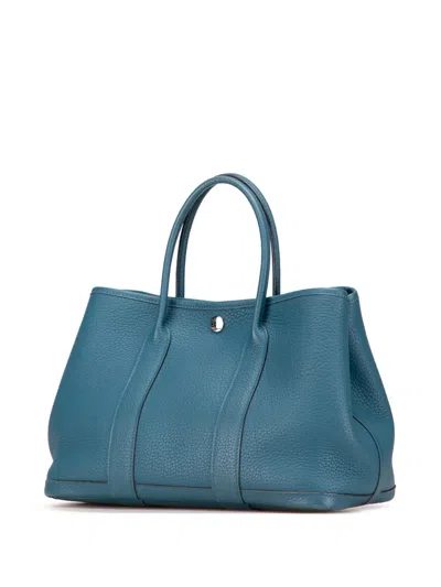 Pre-owned Hermes 2012 Negonda Garden Party 30 Tote Bag In Blue