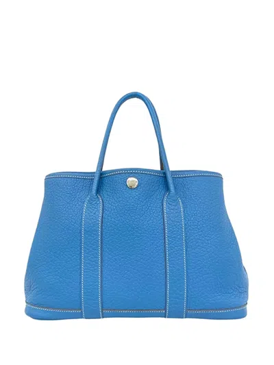 Pre-owned Hermes 2012 Negonda Garden Party 30 Tote Bag In Blue
