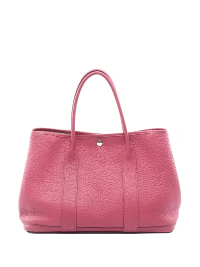 Pre-owned Hermes 2012 Pm Garden Party Leather Tote Bag In Pink