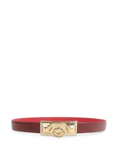 Pre-owned Hermes 2012 Rivale Reversible Belt In Red