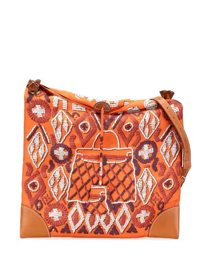 Pre-owned Hermes 2012 Silk And Barenia Kelly En Perles Silky City 33 Crossbody Bag