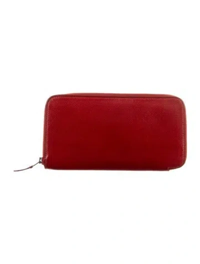 Pre-owned Hermes 2012 Silk'in Classique Wallet In Red