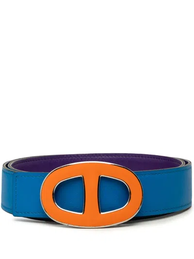 Pre-owned Hermes 2012 Swift And Epsom Chain De Ancre Reversible Belt In Purple