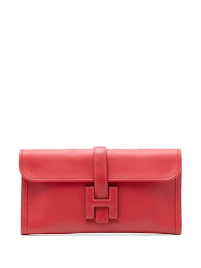 Pre-owned Hermes 2012 Swift Jige Elan 29 Clutch Bag In Red