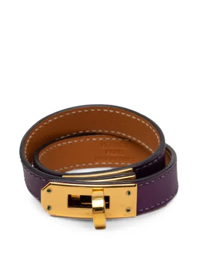 Pre-owned Hermes 2012 Swift Kelly Double Tour Bracelet Xs Costume Bracelet In Purple