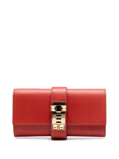 Pre-owned Hermes 2012 Tadelakt Medor 23 Clutch Bag In Red
