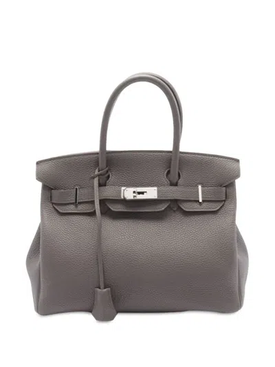 Pre-owned Hermes 2012 Togo Birkin Retourne 30 Handbag In Grey