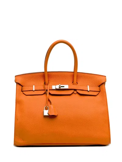 Pre-owned Hermes 2012 Togo Birkin Retourne 35 Handbag In Orange