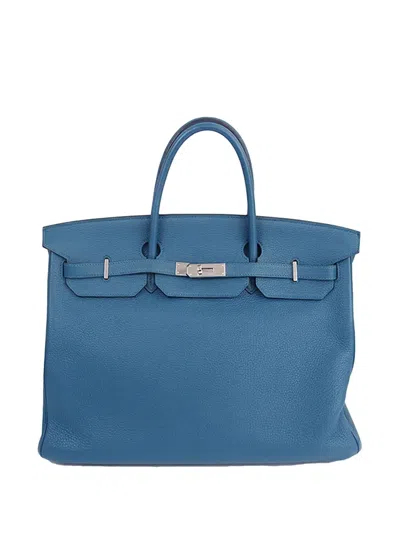 Pre-owned Hermes 2012 Togo Birkin Retourne 40 Handbag In Blue