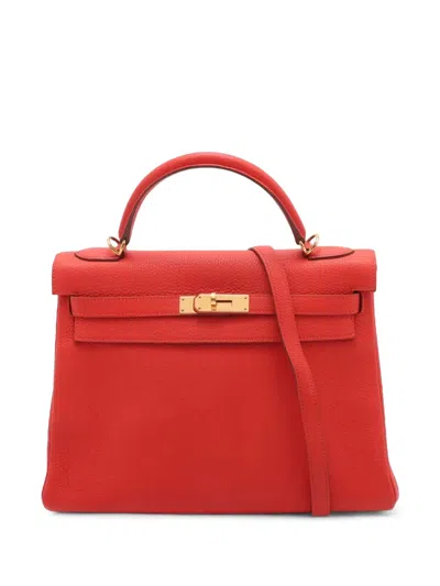 Pre-owned Hermes 2012 Togo Kelly Ii Retourne 32 Satchel In Orange