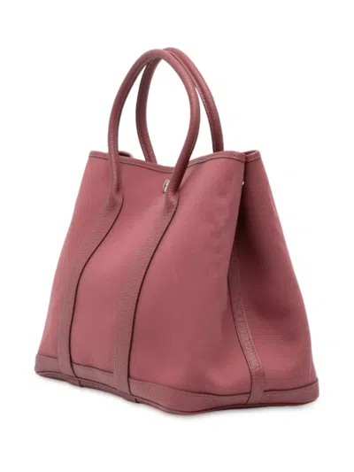 Pre-owned Hermes 2012 Toile And Negonda Garden Party 36 Tote Bag In Pink