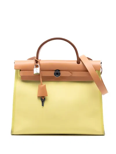 Pre-owned Hermes 2012 Toile Herbag Zip 31 Satchel In Brown