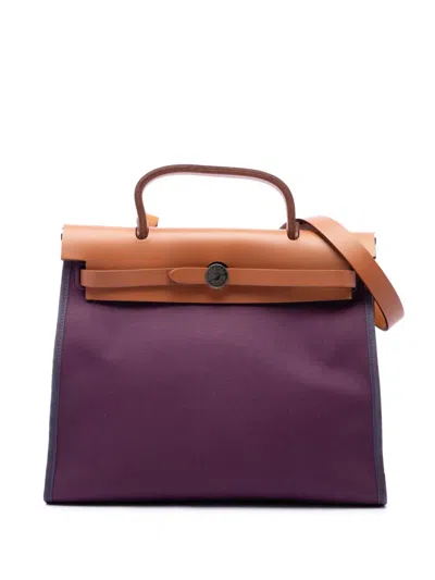 Pre-owned Hermes 2012 Toile Herbag Zip 31 Satchel In Purple