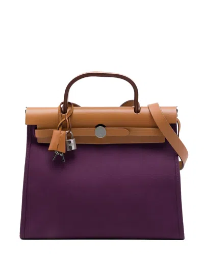 Pre-owned Hermes 2012 Toile Herbag Zip 31 Satchel In Purple