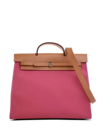 Pre-owned Hermes 2012 Toile Herbag Zip 39 Satchel In Brown