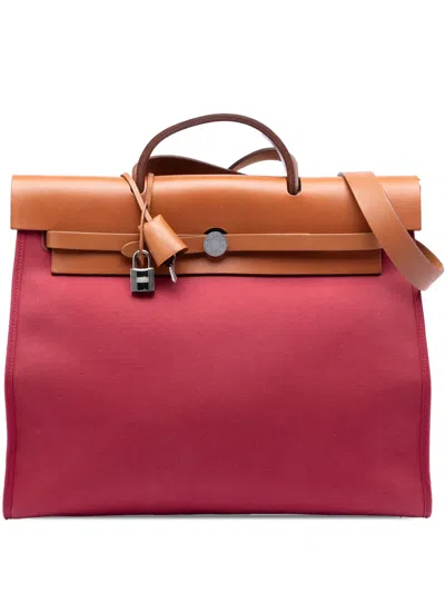 Pre-owned Hermes 2012 Toile Herbag Zip 39 Satchel In Red