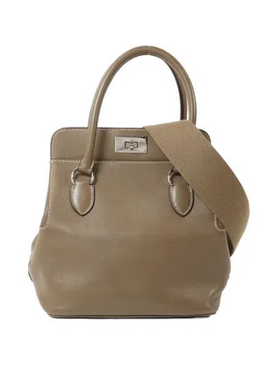 Pre-owned Hermes 2012 Tool Box 20 Leather Tote Bag In Brown