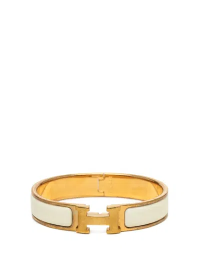 Pre-owned Hermes 2012-2026 Narrow Enamel Clic H Bracelet Pm Costume Bracelet In White