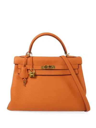 Pre-owned Hermes 2013 28 Kelly Two-way Tote Bag In Orange