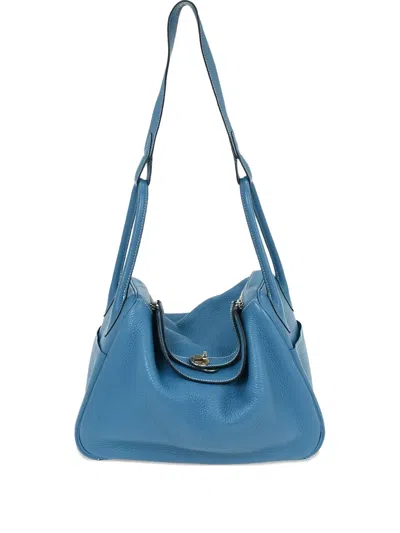 Pre-owned Hermes 2013 34 Lindy Taurillon Clemence Shoulder Bag In Blue