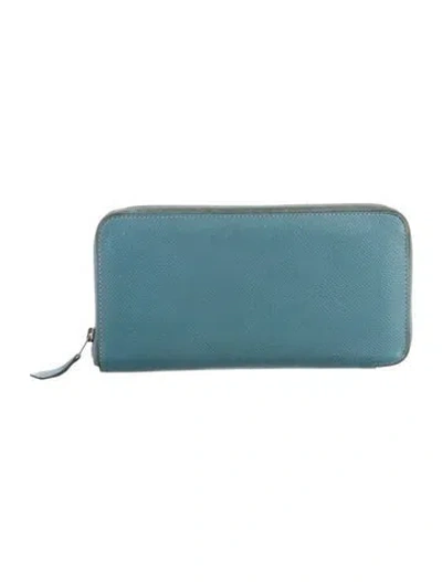 Pre-owned Hermes 2013 Azap Long Wallet In Blue