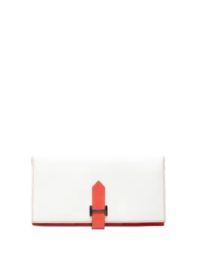 Pre-owned Hermes 2013 Bicolor Epsom Bearn Soufflet Wallet Long Wallets In Pink